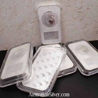 Perth Mint Kangaroo 1 Oz Silver Bar .999 fine x 5 - Australian Silver