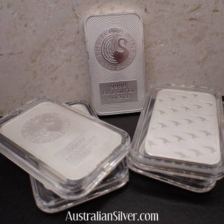 Perth Mint Kangaroo 1 Oz Silver Bar .999 fine x 5 - Australian Silver