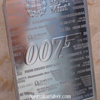 Royal Mint 007 James Bond "No Time To Die" 1 OZ Silver Bar .999 fine - Australian Silver