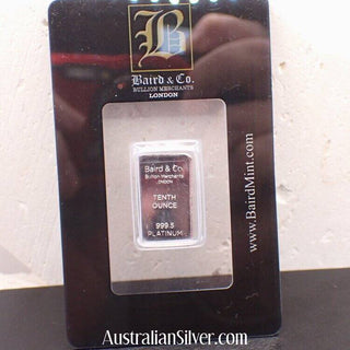 Baird & Co 1/10 OZ Carded Platinum Bar 999.5 Fine - Australian Silver