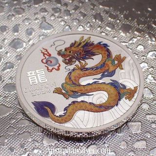 Perth Mint Lunar Coloured Yellow Dragon 1/2 Ounce 2024