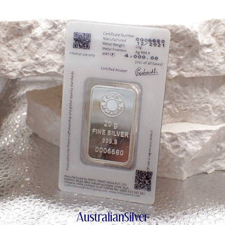 PAMP Carded 20 Gram Lotus Silver Bar Bullion Ingot 999.9 fine